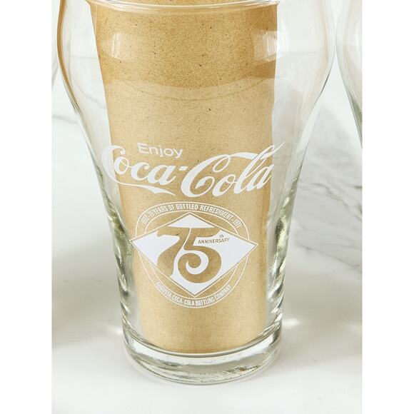 Coca Cola Coke Bell Shaped Clear Tall Glass 12oz 75th Anniversary 1977 x3 Vtg - Picture 5 of 13